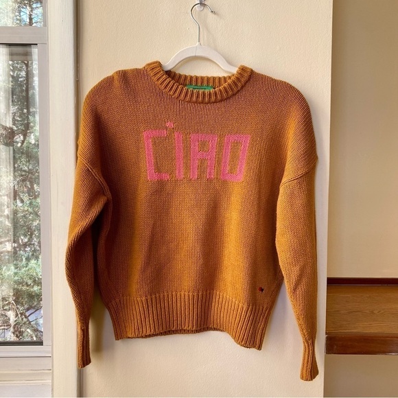 New Clare V Ciao Crewneck Pullover Crewneck Knit Sweater Gingernut Brown Small - Picture 14 of 15